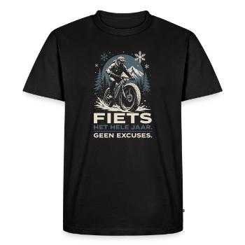 Vélo Toute l'Année - Pas d'Excuses Design - T-shirt Premium bio Homme - noir - Devant - Nico (187cm)