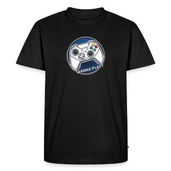 Controller Logo want to Play - Men's Premium Organic T-Shirt - black - Front - Nico (187cm)