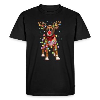 Chien Boxer de Noël - Drôle de cadeau de chiot de Noël - T-shirt Premium bio Homme - noir - Devant - Nico (187cm)