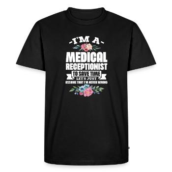 Préposé à la réception médicale - Medical Joke Hospital - T-shirt Premium bio Homme - noir - Devant - Nico (187cm)