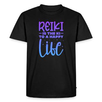 Le reiki est le ki d’une vie heureuse Design - T-shirt Premium bio Homme - noir - Devant - Nico (187cm)