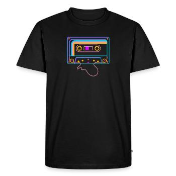 Retro Tape 80s 90s Cassette - Men's Premium Organic T-Shirt - black - Front - Nico (187cm)