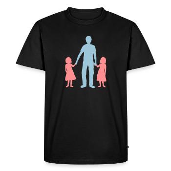 Père 2 filles - T-shirt Premium bio Homme - noir - Devant - Nico (187cm)