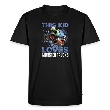Ce gamin aime les camions Monster - T-shirt Premium bio Homme - noir - Devant - Nico (187cm)