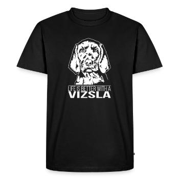 Wirehaired Vizsla life is better Dogs Wilsigns - Men's Premium Organic T-Shirt - black - Front - Nico (187cm)