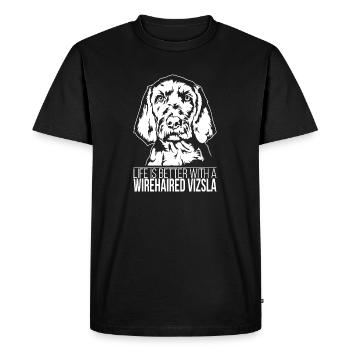 Wirehaired Vizsla life is better Dogs Wilsigns - Men's Premium Organic T-Shirt - black - Front - Nico (187cm)