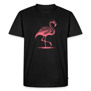 Pretty pink flamingo standing on one leg - Men's Premium Organic T-Shirt - black - Front - Nico (187cm)