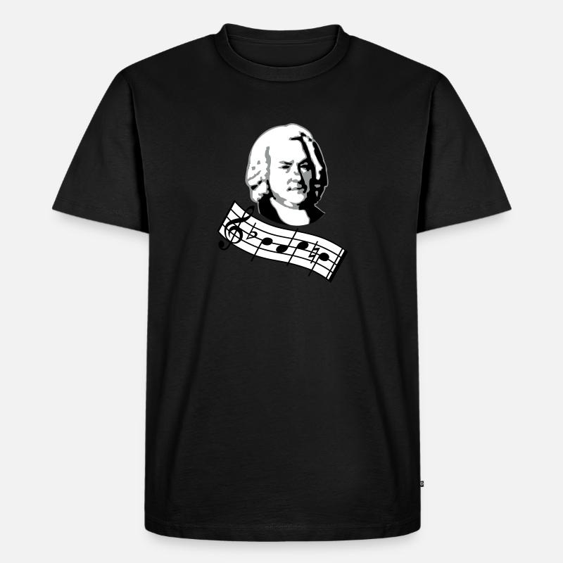 bach noten 3col vers2 - Männer Premium Bio T-Shirt - Schwarz