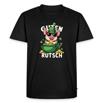 Bonne Veille du Nouvel An Cochon Chanceux - T-shirt Premium bio Homme - noir - Devant - Nico (187cm)