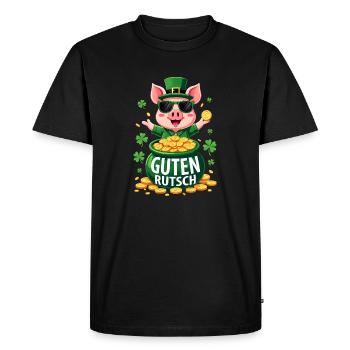 Bonne Veille du Nouvel An Cochon Chanceux - T-shirt Premium bio Homme - noir - Devant - Nico (187cm)