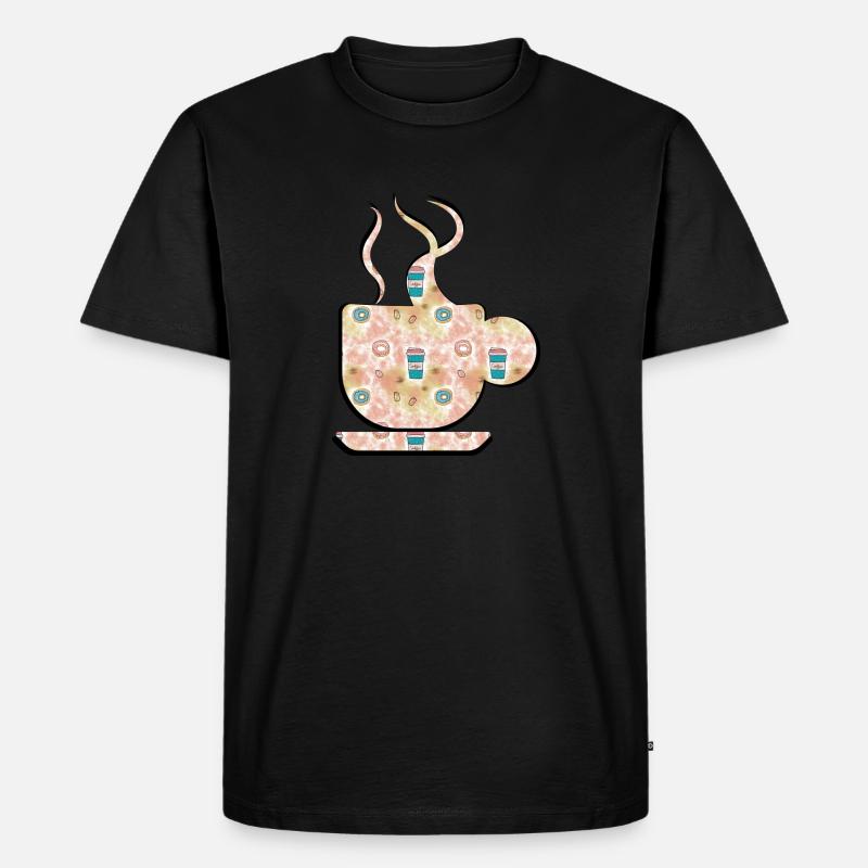 TASSE DAMPFENDER KAFFEE/TEE MIT DONUTS. - Männer Premium Bio T-Shirt - Schwarz