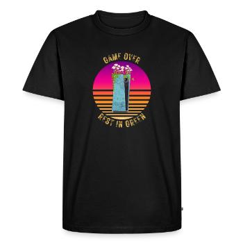 CONSOLE CASSÉE! GAME OVER REST IN GREEN - T-shirt Premium bio Homme - noir - Devant - Nico (187cm)