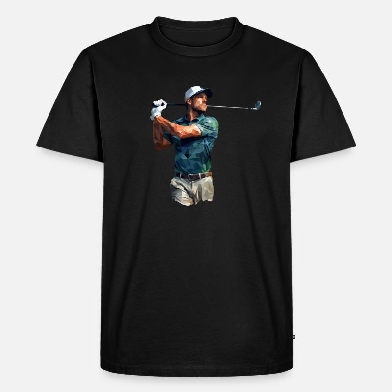 Golfer im Polygon Style - Männer Premium Bio T-Shirt - Schwarz