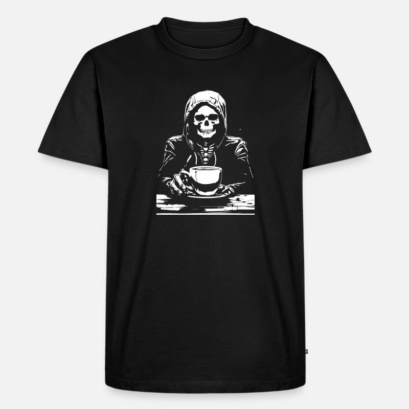 Lass uns Kaffee trinken - Männer Premium Bio T-Shirt - Schwarz