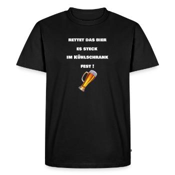 Save the beer It's stuck in the fridge - Men's Premium Organic T-Shirt - black - Front - Nico (187cm)