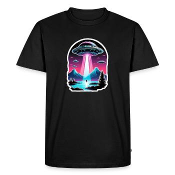 UFO Alien Abduction Illustration 5 - Men's Premium Organic T-Shirt - black - Front - Nico (187cm)