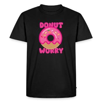 Donut Worry - Men's Premium Organic T-Shirt - black - Front - Nico (187cm)