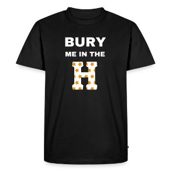 bury me in the H Houston 43 with blue text - Men's Premium Organic T-Shirt - black - Front - Nico (187cm)