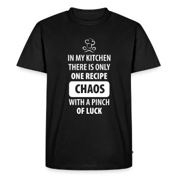 In my kitchen theres only one recipe chaos with - Men's Premium Organic T-Shirt - black - Front - Nico (187cm)