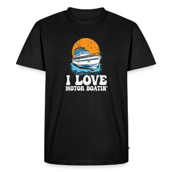J’adore Motor Boatin' Pontooning Bateau à moteur Capitaine - T-shirt Premium bio Homme - noir - Devant - Nico (187cm)