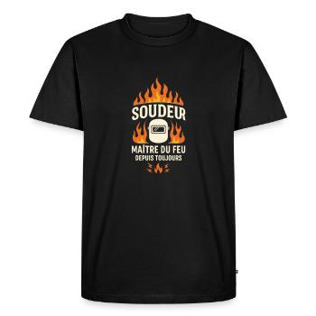 Soudeur - Maître du feu depuis toujours - T-shirt Premium bio Homme - noir - Devant - Nico (187cm)