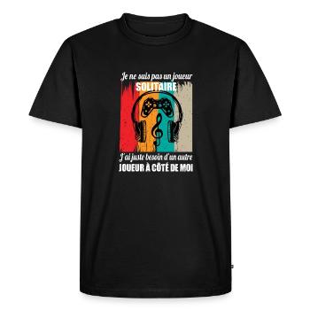 je ne suis pas un joueur solitaire maillot geek - T-shirt Premium bio Homme - noir - Devant - Nico (187cm)