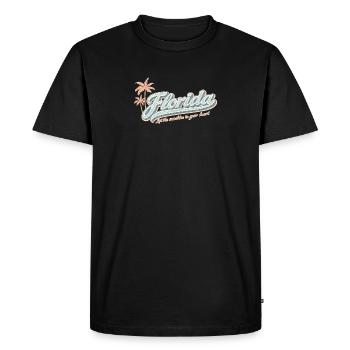 Florida Retro – Soleil dans le cœur - T-shirt Premium bio Homme - noir - Devant - Nico (187cm)