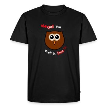 Hibou Grand Amour - T-shirt Premium bio Homme - noir - Devant - Nico (187cm)