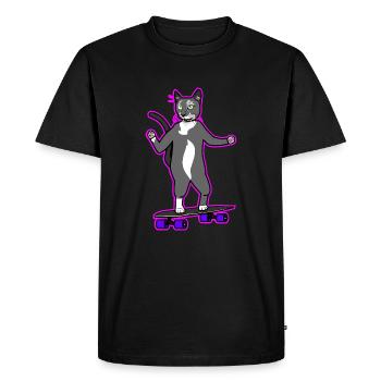 Cool chat longboard en rose - T-shirt Premium bio Homme - noir - Devant - Nico (187cm)