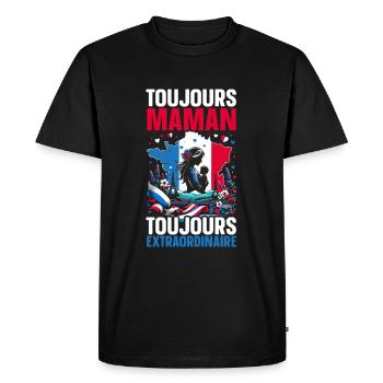 Mother's Day With French Roots, Mom, Best - Men's Premium Organic T-Shirt - black - Front - Nico (187cm)