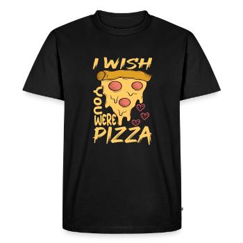 Cheese Salami Pizza Fast Food Pizza Slice - Men's Premium Organic T-Shirt - black - Front - Nico (187cm)