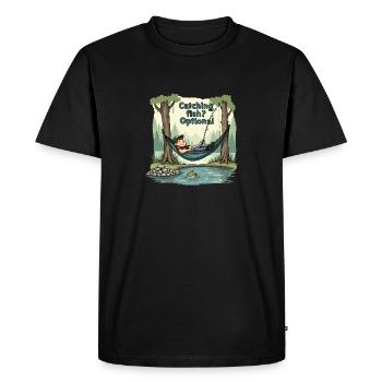 Catching Fish? Optional! Fisherman Fishing Shirt - Men's Premium Organic T-Shirt - black - Front - Nico (187cm)