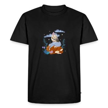 Cute animals are sleeping in the forest - Men's Premium Organic T-Shirt - black - Front - Nico (187cm)