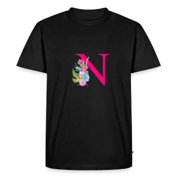 N letter red - Men's Premium Organic T-Shirt - black - Front - Nico (187cm)