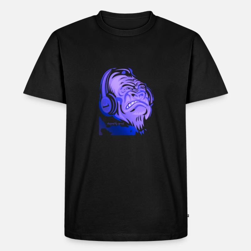 Music Monkey Blue - Männer Premium Bio T-Shirt - Schwarz