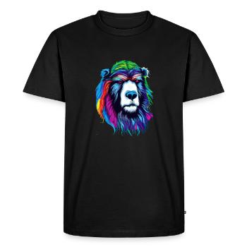 The Yellow Pink Bear - Animal Portrait Pop Art Style - Men's Premium Organic T-Shirt - black - Front - Nico (187cm)