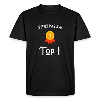 Je peux pas j'ai top1 - T-shirt Premium bio Homme - noir - Devant - Nico (187cm)