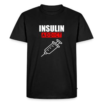 Logo d’un toxicomane à l’insuline - T-shirt Premium bio Homme - noir - Devant - Nico (187cm)