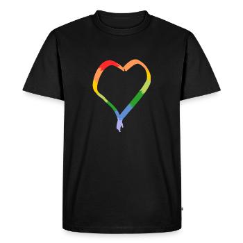Cœur arc-en-ciel dessiné - T-shirt Premium bio Homme - noir - Devant - Nico (187cm)