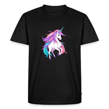 Radiant Violet Licorne Fantasy Illustration - T-shirt Premium bio Homme - noir - Devant - Nico (187cm)