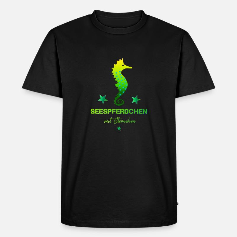 Seepferdchen mit Sternchen Schwimmabzeichen - Männer Premium Bio T-Shirt - Schwarz