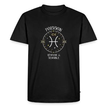 Du signe du Poisson - Rêveuse et sensible - T-shirt Premium bio Homme - noir - Devant - Nico (187cm)
