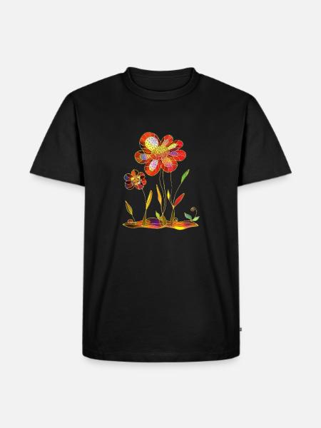 Blumen - Männer Premium Bio T-Shirt - Schwarz