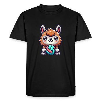 Lama mignon avec illustration de volley-ball - T-shirt Premium bio Homme - noir - Devant - Nico (187cm)