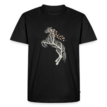 Horse tree cherry blossoms - Men's Premium Organic T-Shirt - black - Front - Nico (187cm)