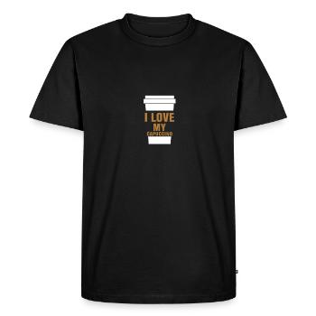 Café cappuccino - T-shirt Premium bio Homme - noir - Devant - Nico (187cm)