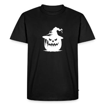 Drôle magique Halloween citrouille lanterne avec chapeau - T-shirt Premium bio Homme - noir - Devant - Nico (187cm)