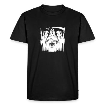 Scary Halloween Grim Reaper Group with Pumpkin - Men's Premium Organic T-Shirt - black - Front - Nico (187cm)