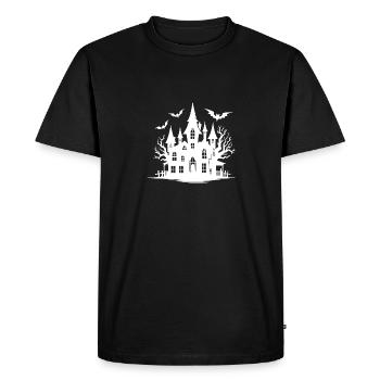 Maison hantée effrayante Halloween style de tatouage - T-shirt Premium bio Homme - noir - Devant - Nico (187cm)