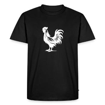 Cute Rooster Pedigree Large Plumage - Men's Premium Organic T-Shirt - black - Front - Nico (187cm)